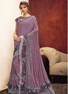 Purple Colour Latest Fancy Designer Party Wear Double Frill Details Fancy Lycra Saree Collection 11305